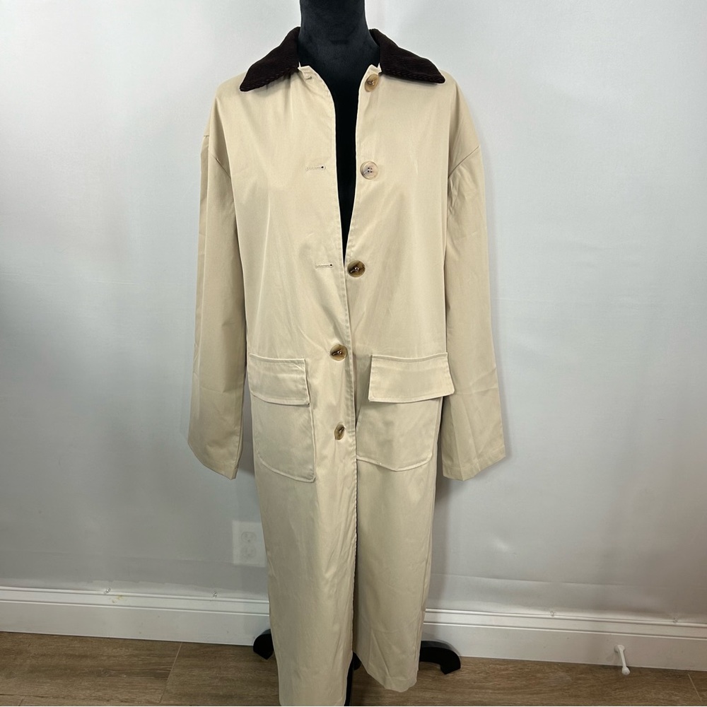 Princess Polly Women’s Tan & Black Trench Coat Size Large/Xtra Large